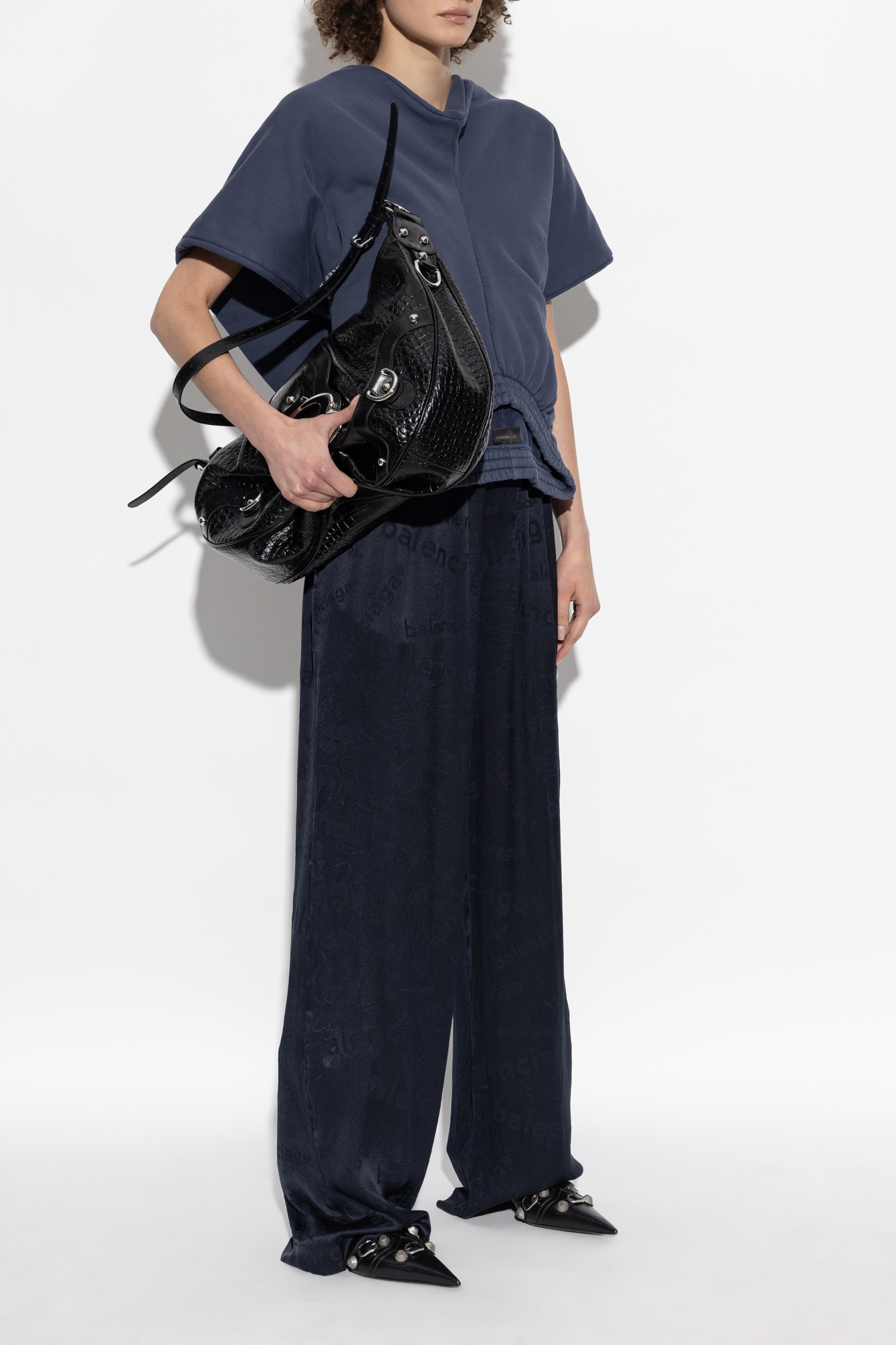 パンツ BALENCIAGA PANTS (681822TRN04 1083) Balenciaga Silk trousers with monogram | Women's Clothing